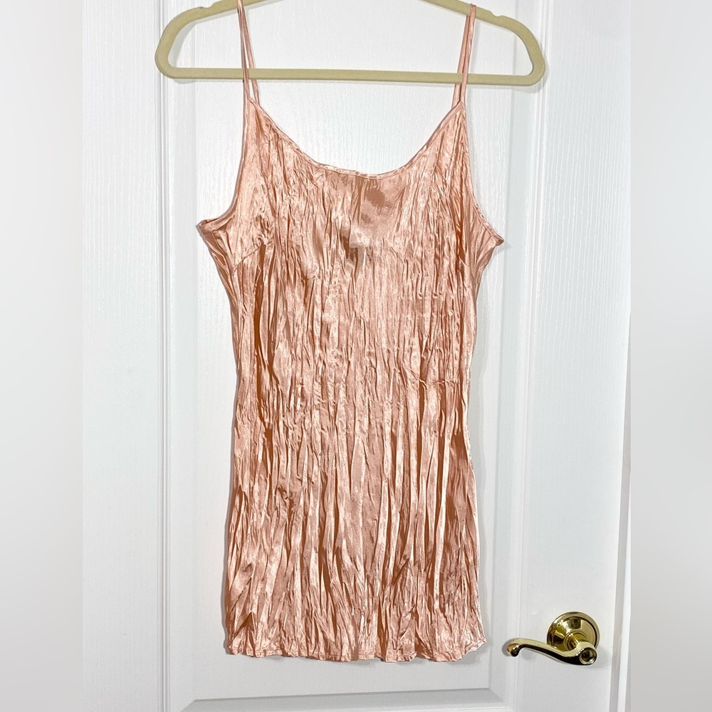 Y2K Karen Kane Crinkle Satin Camisole Top Pink Size XL